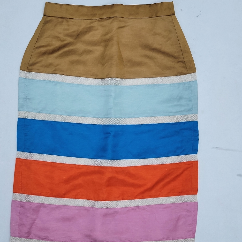 J. CREW Multicolor Straight Skirt 0 NWT!